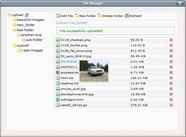 Mad File Manager uploaded files screenshot